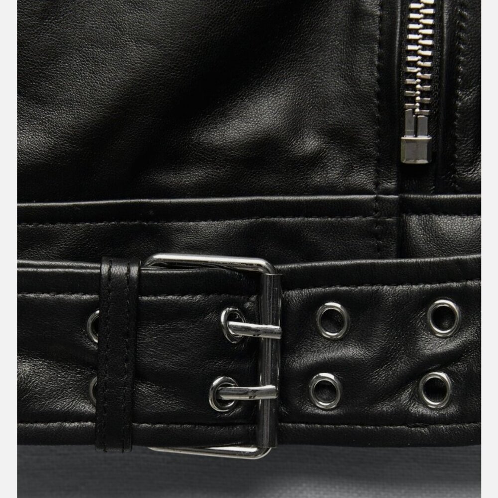 ZARA 100% Lambskin Leather Biker Jacket Size S 🖤 - Picture 14 of 16